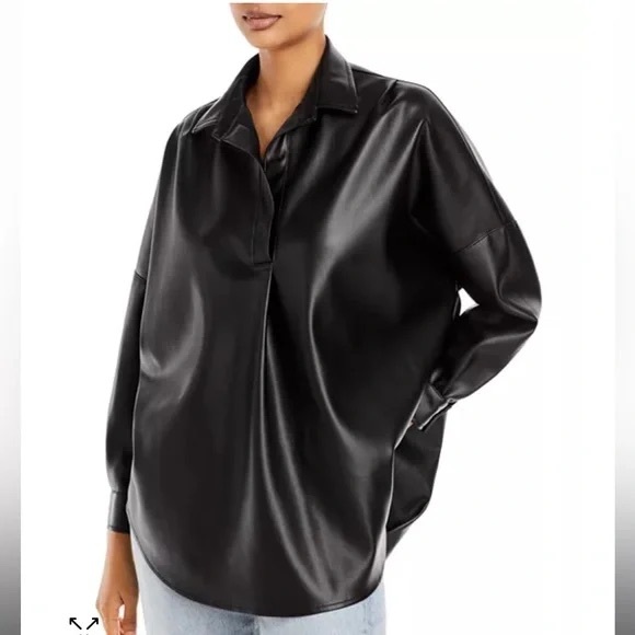 French Connection Tops - French Connection Faux Leather Long Sleeve Top